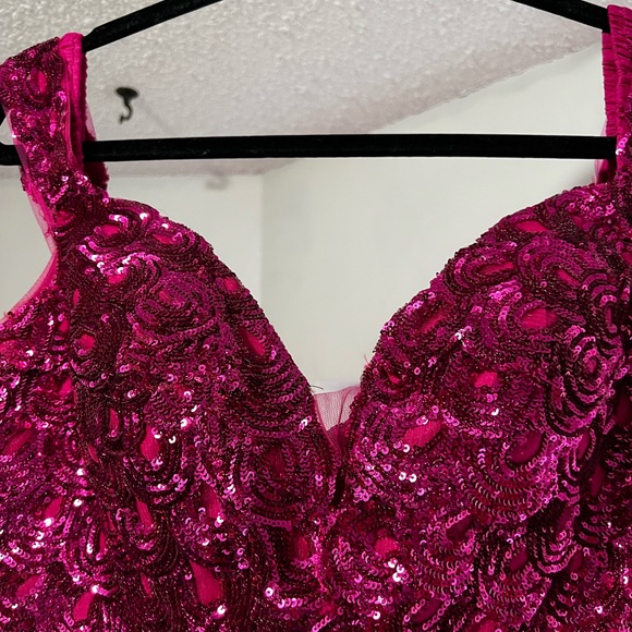 Clarisse Fuchsia Sequin Prom Dress - Picture 12 of 15